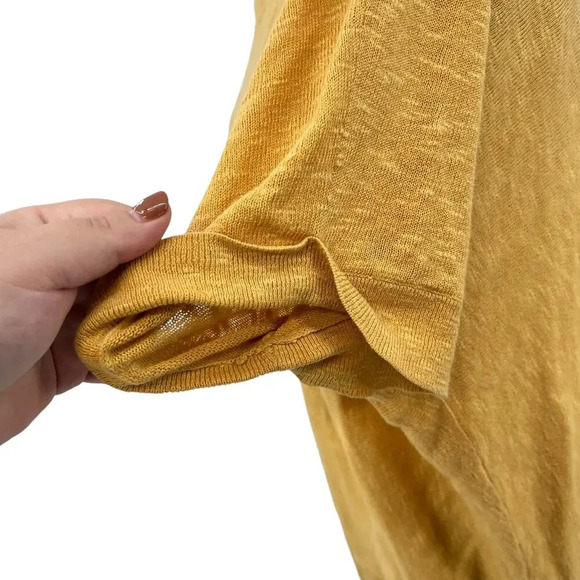 Eileen Fisher Golden Yellow Linen Blend Short Sleeve Sweater Petite‎ Medium PM - Picture 6 of 11